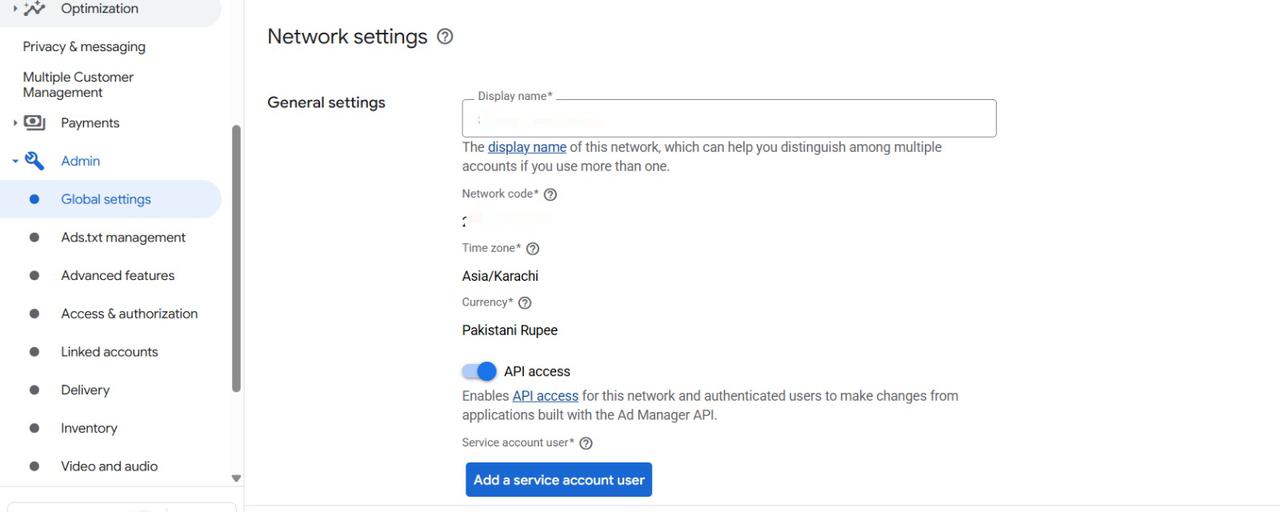 GAM API Access Configuration